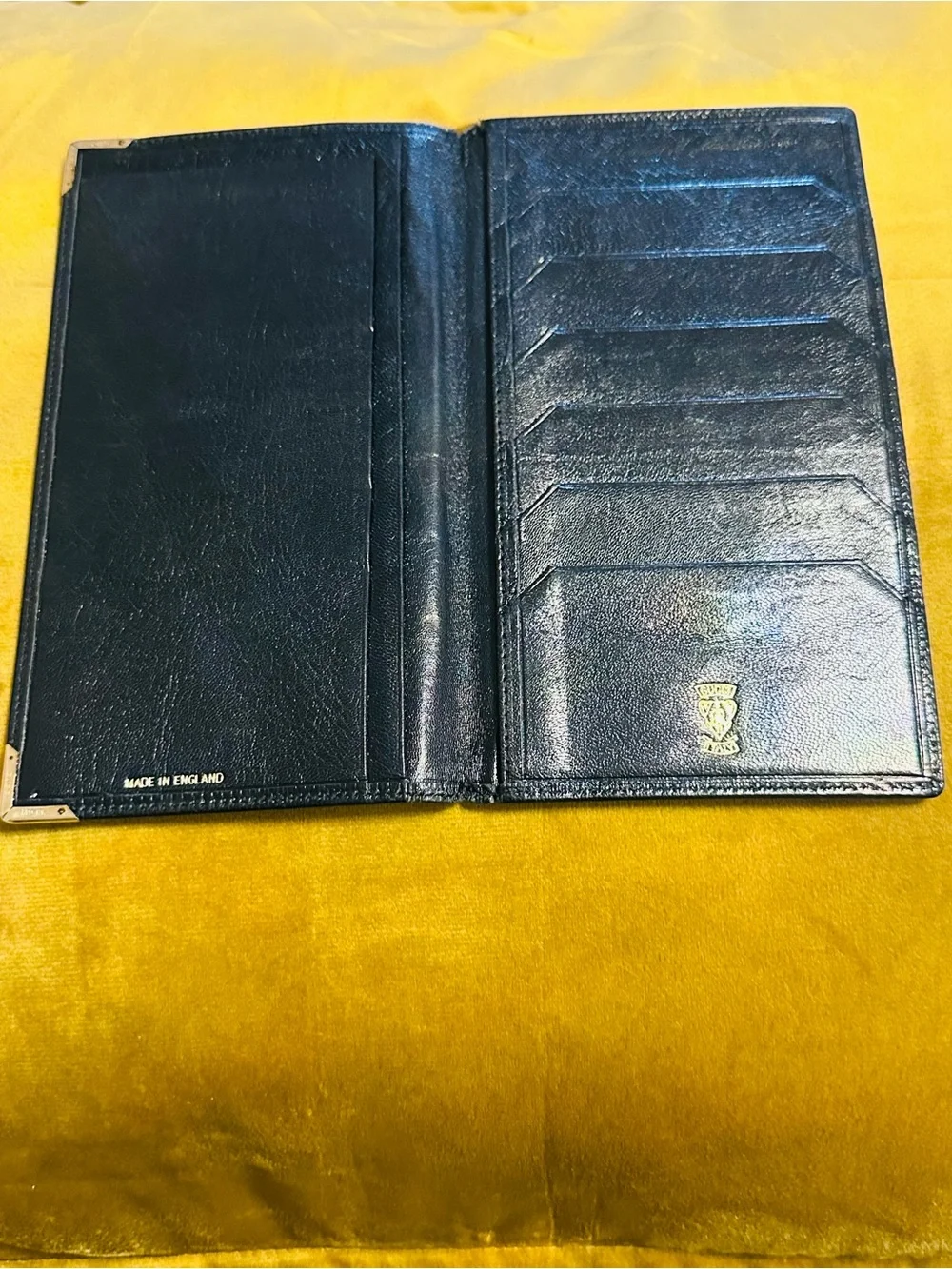 Gucci Black Leather Wallet with Gold Corner Hardware